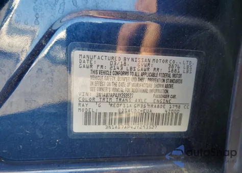 2018 Nissan Sentra S from USA, damaged, VIN 3N1AB7AP4JY293527